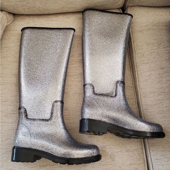 NEW! Melissa Thermal Seasonal Rainboot - size 6 in Silver Glitter - Picture 9 of 14